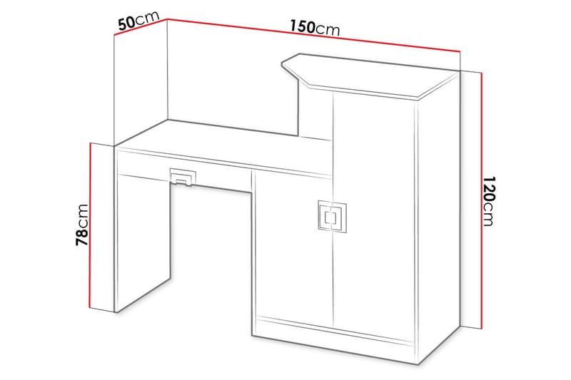 Klacksberg Skrivebord 150 cm med Oppbevaringsskuff + Skap - Beige/Hvit - Møbler - Bord - Kontorbord - Skrivebord