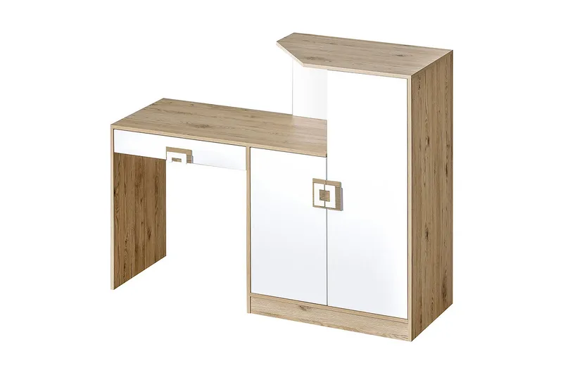 Klacksberg Skrivebord 150 cm med Oppbevaringsskuff + Skap, Beige/Hvit