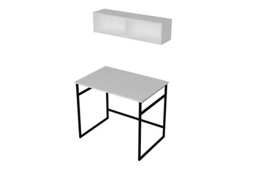 Klingbo Skrivebord 90 cm med Oppbevaring Vegghylle - Hvit - Møbler - Bord - Kontorbord - Skrivebord
