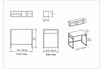 Klingbo Skrivebord 90 cm med Oppbevaring Vegghylle - Hvit - Møbler - Bord - Kontorbord - Skrivebord