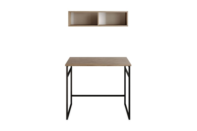 Klingbo Skrivebord 90 cm med Oppbevaring Vegghylle - Lysebrun - Møbler - Bord - Kontorbord - Skrivebord