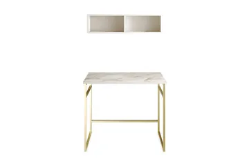 Klingbo Skrivebord 90 cm med Oppbevaring Vegghylle Marmormøn - Guld - Møbler - Bord - Kontorbord - Skrivebord