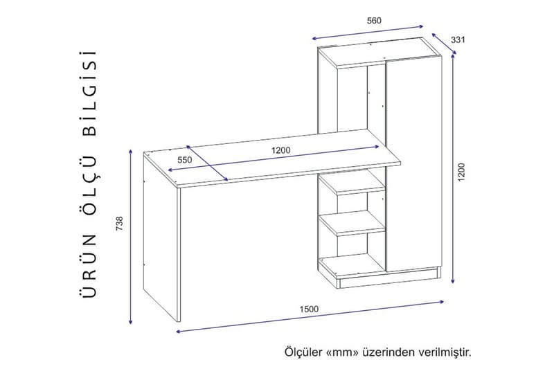 Klul Skrivebord 120 cm - Antrasitt - Møbler - Bord - Kontorbord - Skrivebord