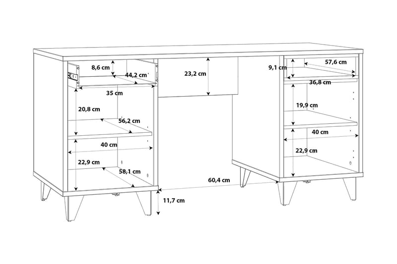 Kocherinovo Skrivebord 150 cm - Brun/Grå - Møbler - Bord - Kontorbord - Skrivebord