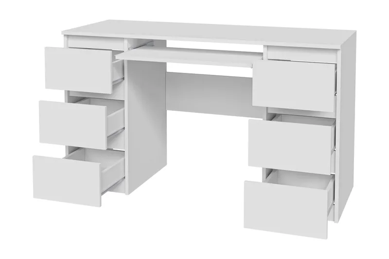 Kubana Skrivebord 130 cm med Oppbevaringsskuffer, Grå/Hvit