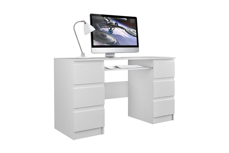 Kubana Skrivebord 130 cm med Oppbevaringsskuffer - Grå/Hvit - Skrivebord