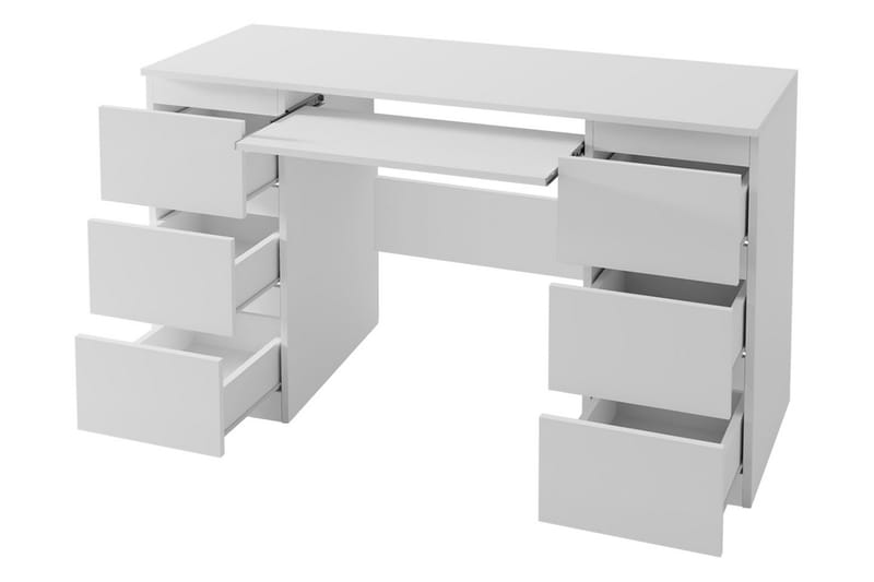 Kubana Skrivebord 130 cm med Oppbevaringsskuffer - Grå/Hvit - Skrivebord