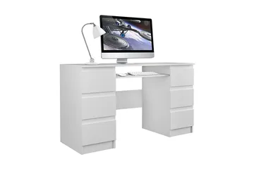 Kubana Skrivebord 130 cm med Oppbevaringsskuffer - Grå/Hvit - Møbler - Bord - Kontorbord - Skrivebord