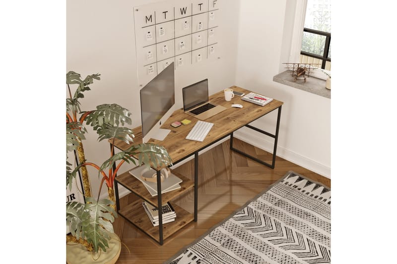 Kuselov Skrivebord 160x75x160 cm med oppbevaring - Grønn - Skrivebord