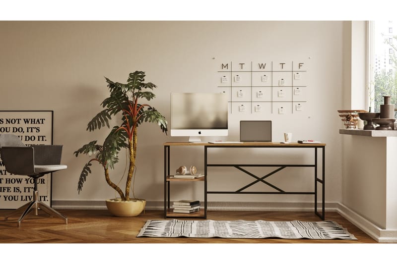 Kuselov Skrivebord 160x75x160 cm med oppbevaring - Grønn - Skrivebord