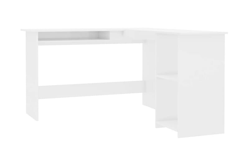 L-formet hjørneskrivebord høyglans hvit 120x140x75cm sponpla - Skrivebord