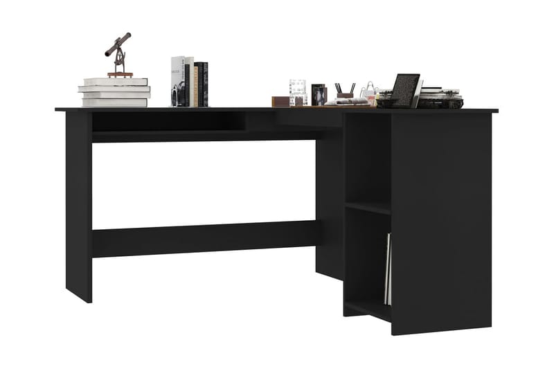 L-formet hjørneskrivebord svart 120x140x75 cm sponplate - Møbler - Bord - Kontorbord - Skrivebord
