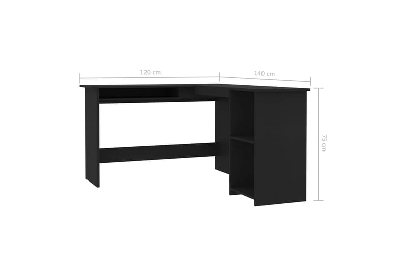 L-formet hjørneskrivebord svart 120x140x75 cm sponplate - Møbler - Bord - Kontorbord - Skrivebord