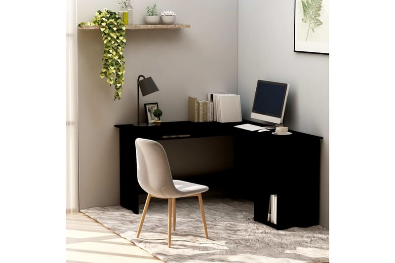 L-formet hjørneskrivebord svart 120x140x75 cm sponplate - Møbler - Bord - Kontorbord - Skrivebord