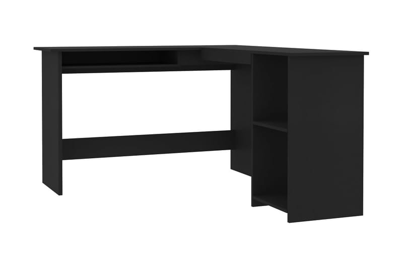 L-formet hjørneskrivebord svart 120x140x75 cm sponplate - Skrivebord