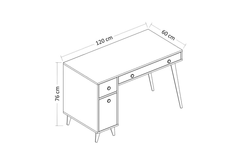 Labrags Skrivebord 120 cm med Oppbevaring Skuffer + Skap - Hvit/Natur - Skrivebord