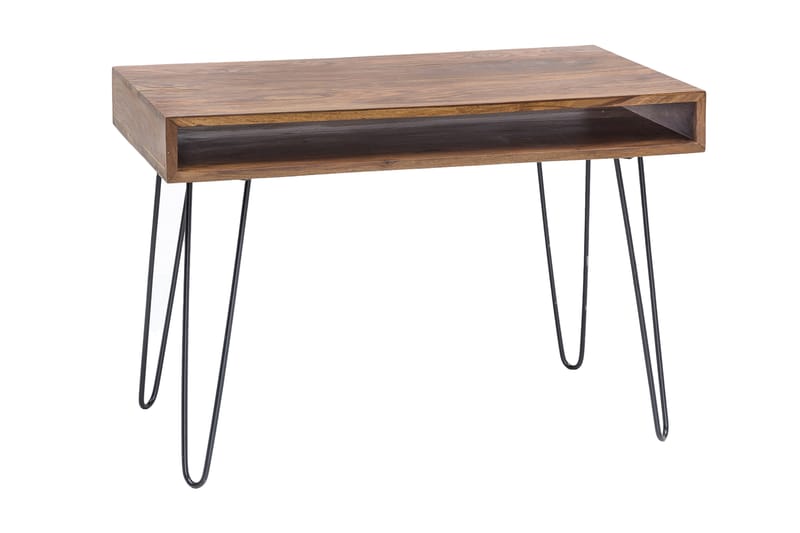 Langner Skrivebord 110 cm med Oppbevaring Hylle - Massivt Tre/Svart - Møbler - Bord - Kontorbord - Skrivebord