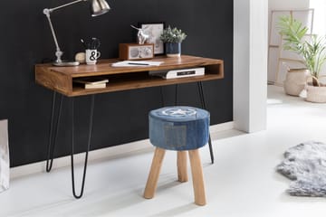 Langner Skrivebord 110 cm med Oppbevaring Hylle - Massivt Tre/Svart - Møbler - Bord - Kontorbord - Skrivebord