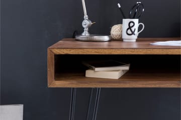Langner Skrivebord 110 cm med Oppbevaring Hylle - Massivt Tre/Svart - Møbler - Bord - Kontorbord - Skrivebord