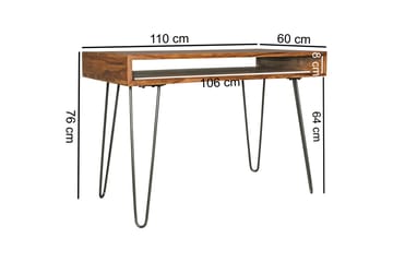 Langner Skrivebord 110 cm med Oppbevaring Hylle - Massivt Tre/Svart - Møbler - Bord - Kontorbord - Skrivebord