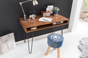 Langner Skrivebord 110 cm med Oppbevaring Hylle - Massivt Tre/Svart - Møbler - Bord - Kontorbord - Skrivebord