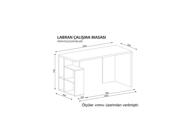 Laracha Skrivebord 120 cm med Oppbevaringshyller - Hvit - Skrivebord