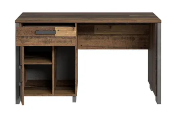 Lazarius Skrivebord 155 cm med Oppbevaring Skap + Skuff + Hy - Brun/Grå - Møbler - Bord - Kontorbord - Skrivebord