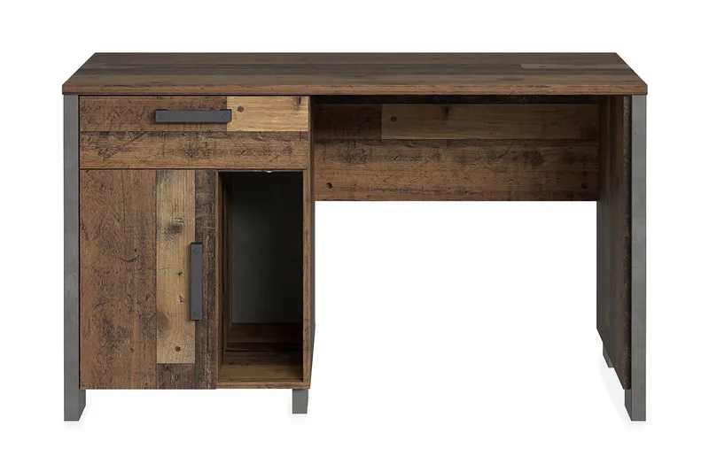 Lazarius Skrivebord 155 cm med Oppbevaring Skap + Skuff + Hy, Brun/Grå