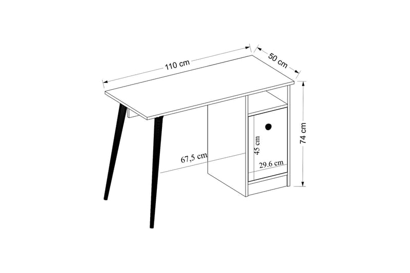 Leidon Skrivebord 110 cm - Hvit/Natur - Skrivebord