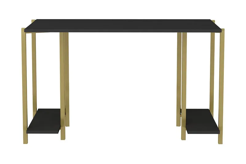 Malem Skrivebord 60x73,8x125,2 cm med oppbevaring, Gull/Antrasitt