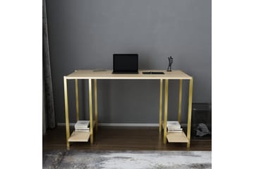 Malem Skrivebord 60x73,8x125,2 cm med oppbevaring - Gull/Brun - Møbler - Bord - Kontorbord - Skrivebord