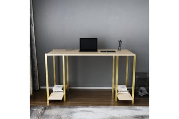 Malem Skrivebord 60x73,8x125,2 cm med oppbevaring - Gull/Brun - Møbler - Bord - Kontorbord - Skrivebord