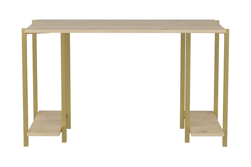 Malem Skrivebord 60x73,8x125,2 cm med oppbevaring - Gull/Brun - Skrivebord