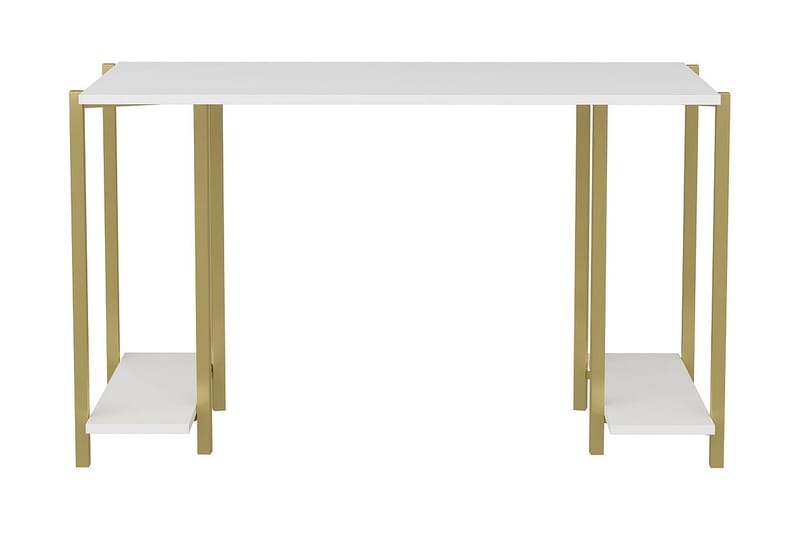 Malem Skrivebord 60x73,8x125,2 cm med oppbevaring - Gull/Hvit - Møbler - Bord - Kontorbord - Skrivebord