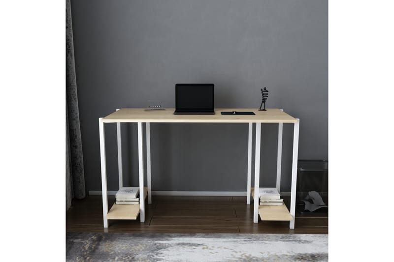 Malem Skrivebord 60x73,8x125,2 cm med oppbevaring - Hvit - Møbler - Bord - Kontorbord - Skrivebord