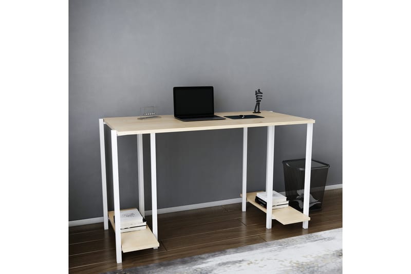 Malem Skrivebord 60x73,8x125,2 cm med oppbevaring - Hvit - Møbler - Bord - Kontorbord - Skrivebord