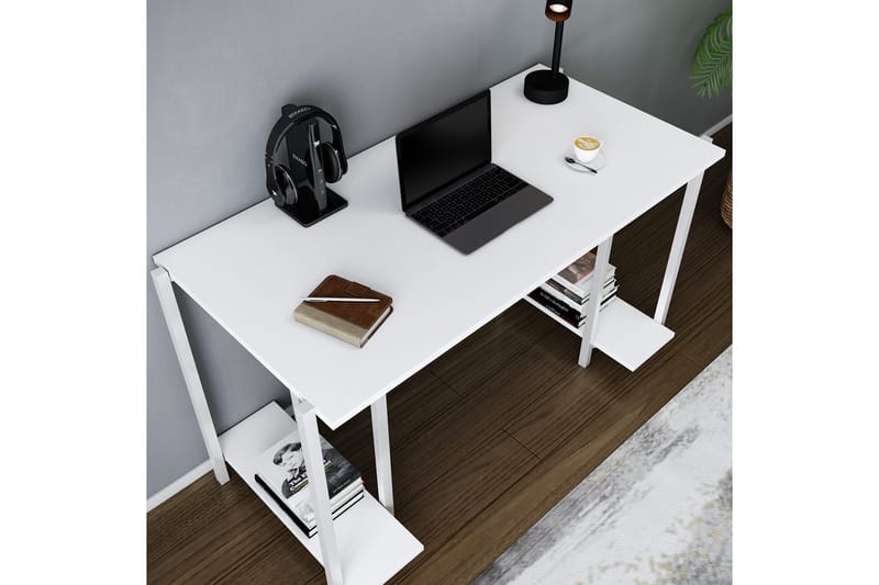 Malem Skrivebord 60x73,8x125,2 cm med oppbevaring - Hvit - Skrivebord