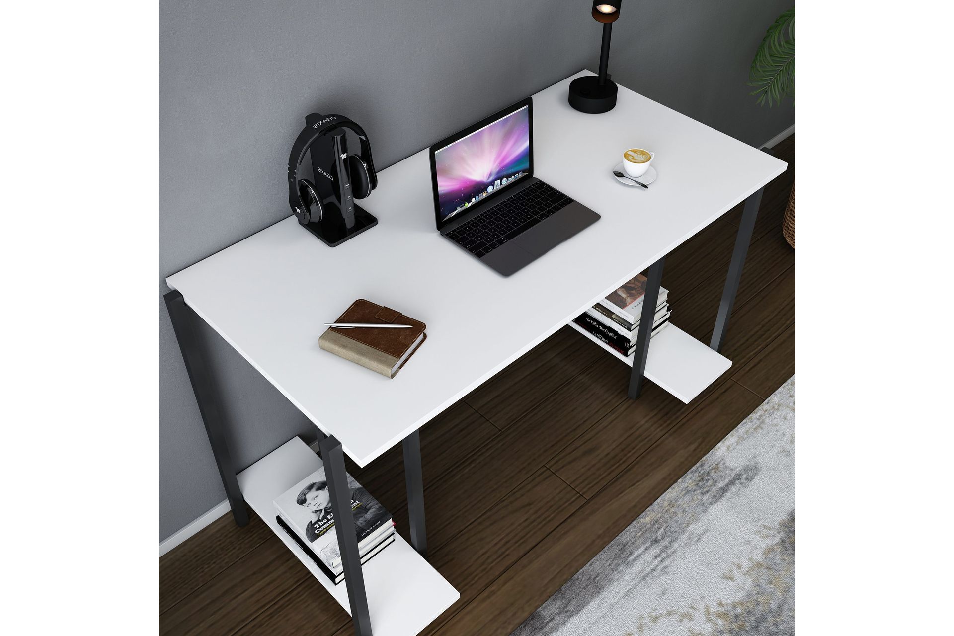 Malem Skrivebord 60x73,8x125,2 cm med oppbevaring - Svart/Hvit - Møbler - Bord - Kontorbord - Skrivebord