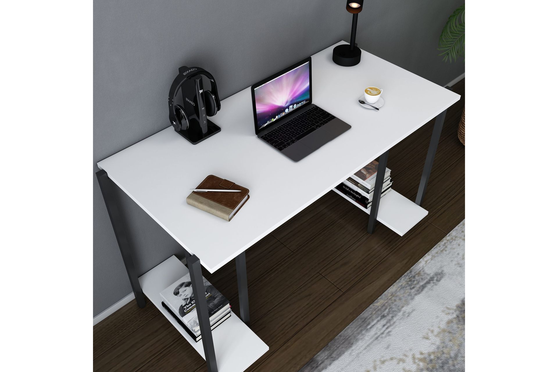 Malem Skrivebord 60x73,8x125,2 cm med oppbevaring - Svart/Hvit - Møbler - Bord - Kontorbord - Skrivebord