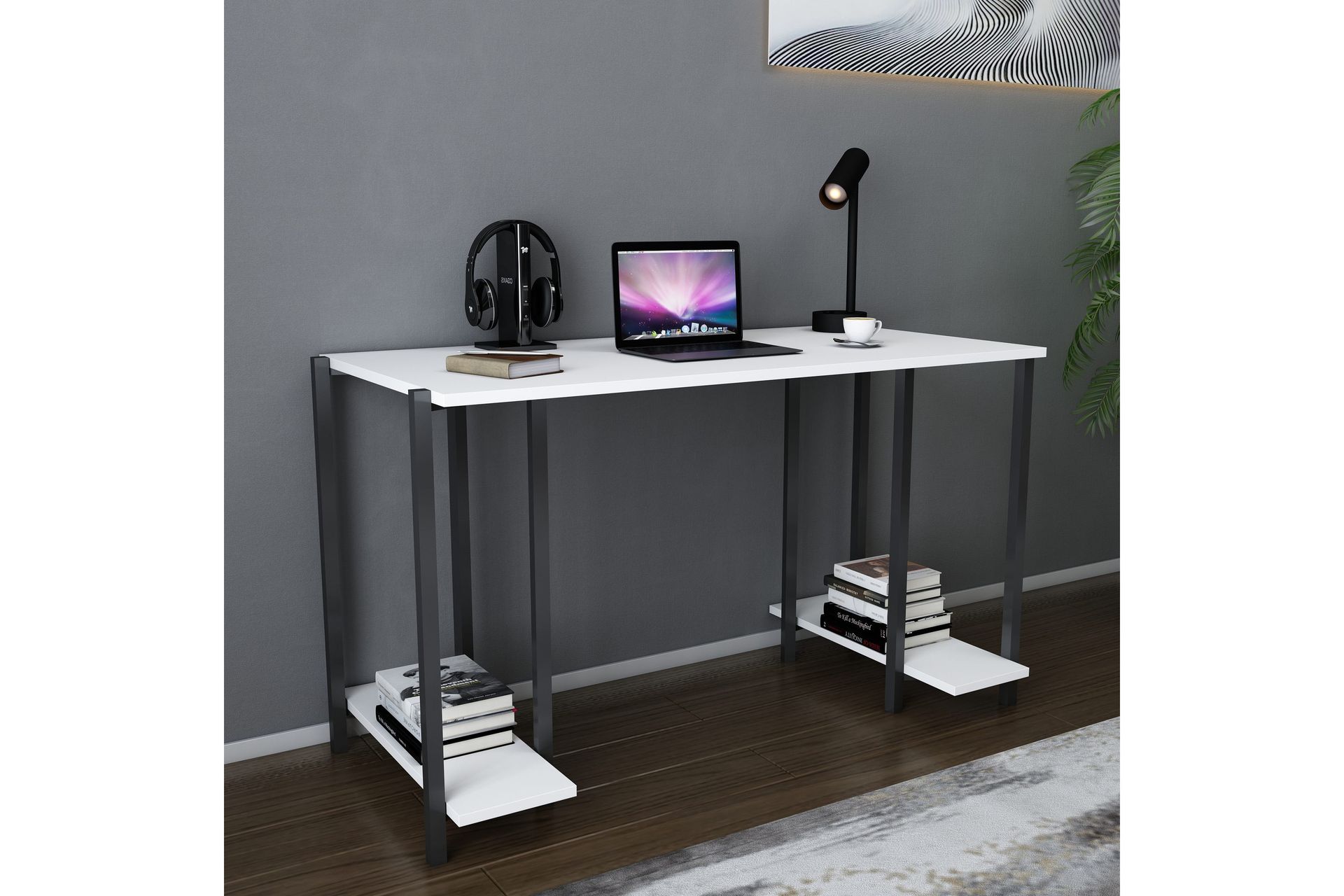 Malem Skrivebord 60x73,8x125,2 cm med oppbevaring - Svart/Hvit - Møbler - Bord - Kontorbord - Skrivebord