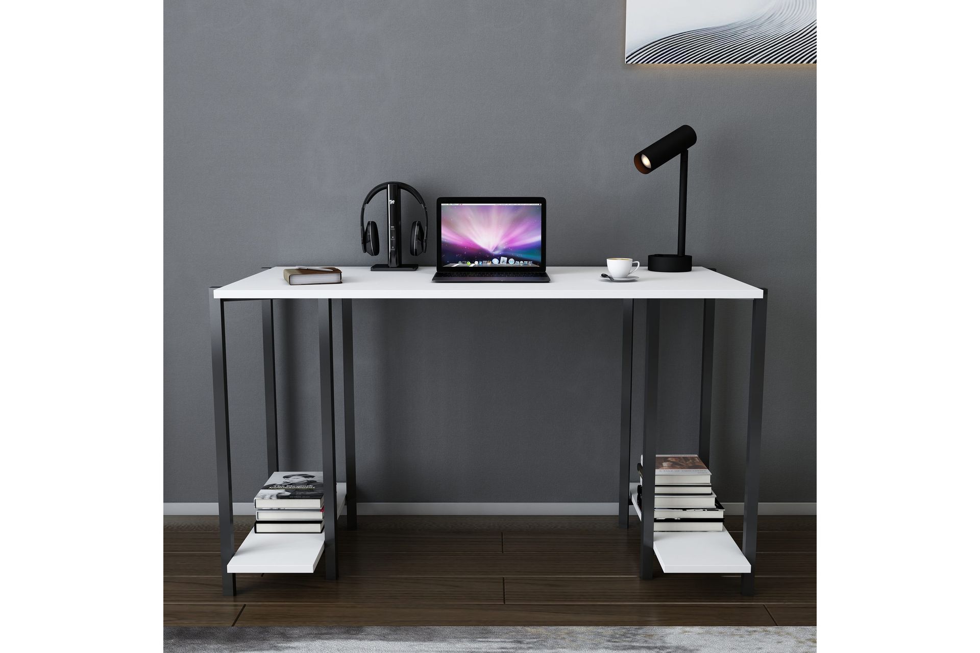 Malem Skrivebord 60x73,8x125,2 cm med oppbevaring - Svart/Hvit - Møbler - Bord - Kontorbord - Skrivebord