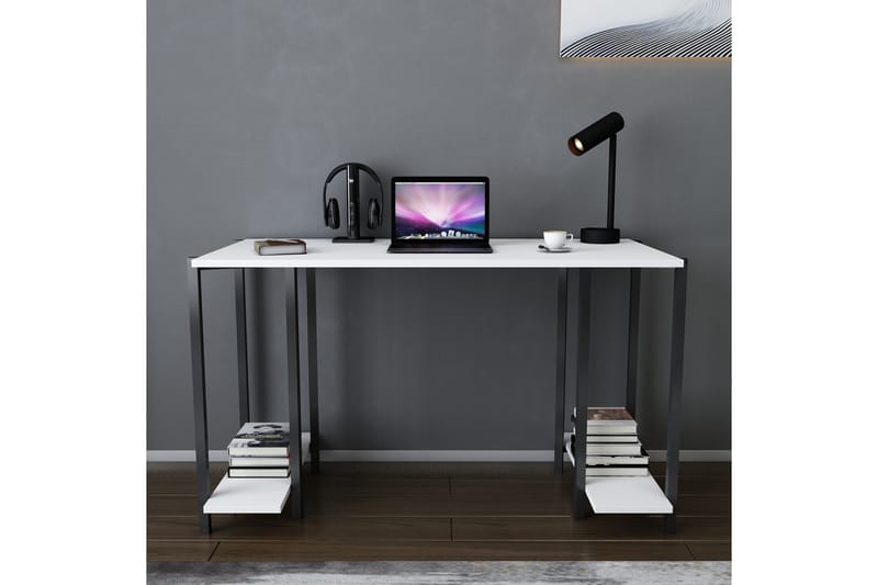 Malem Skrivebord 60x73,8x125,2 cm med oppbevaring - Svart/Hvit - Møbler - Bord - Kontorbord - Skrivebord