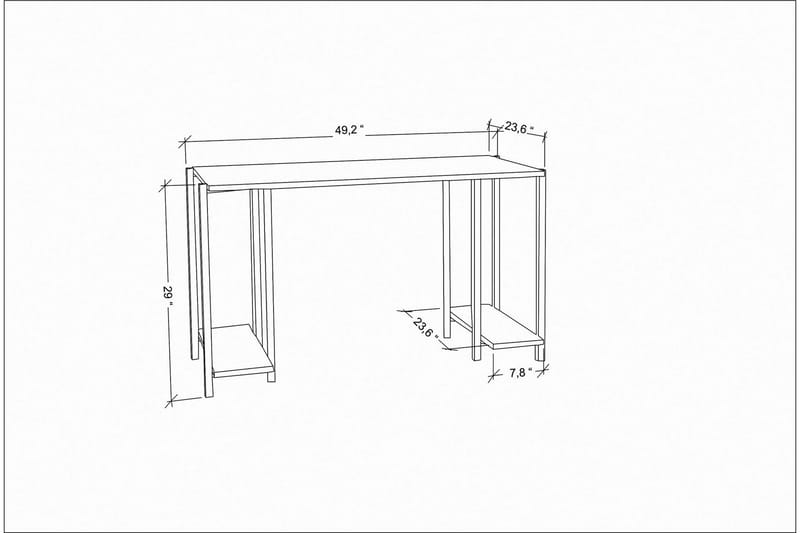 Malem Skrivebord 60x73,8x125,2 cm med oppbevaring - Svart/Hvit - Skrivebord