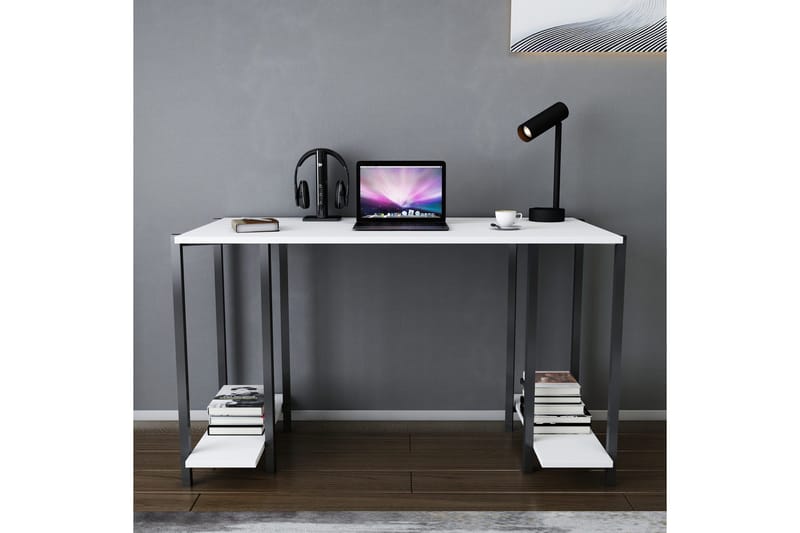 Malem Skrivebord 60x73,8x125,2 cm med oppbevaring - Svart/Hvit - Møbler - Bord - Kontorbord - Skrivebord