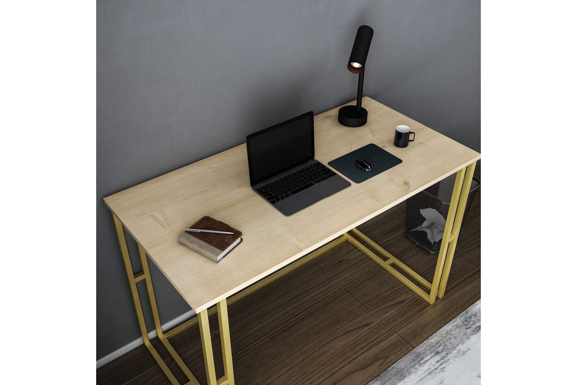 Malem Skrivebord 60x74,8x120 cm - Gull/Brun - Møbler - Bord - Kontorbord - Skrivebord