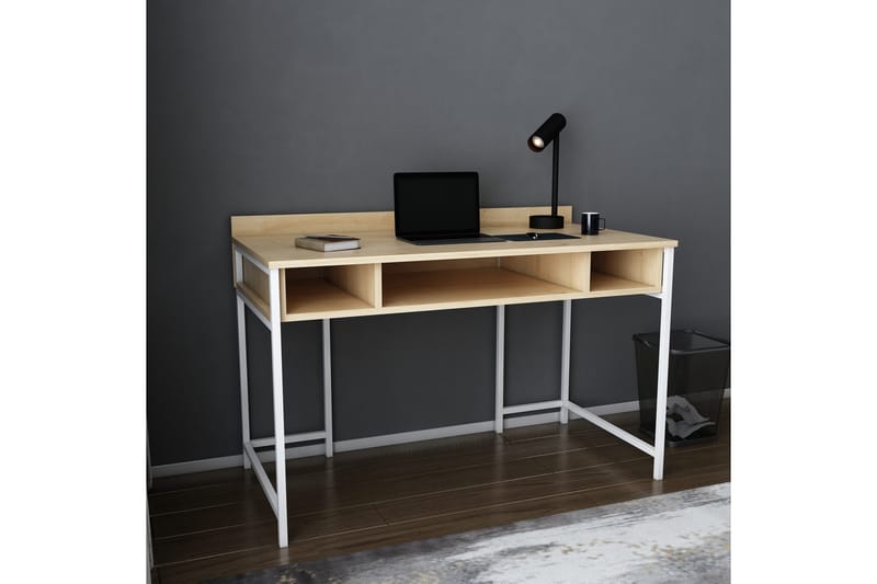Malem Skrivebord 60x74,8x120 cm med oppbevaring - Hvit - Skrivebord