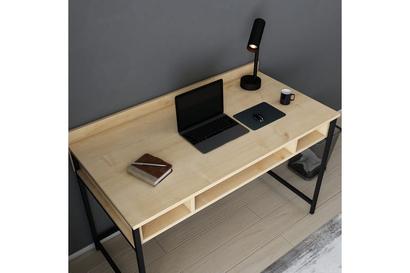 Malem Skrivebord 60x74,8x120 cm med oppbevaring - Svart - Skrivebord
