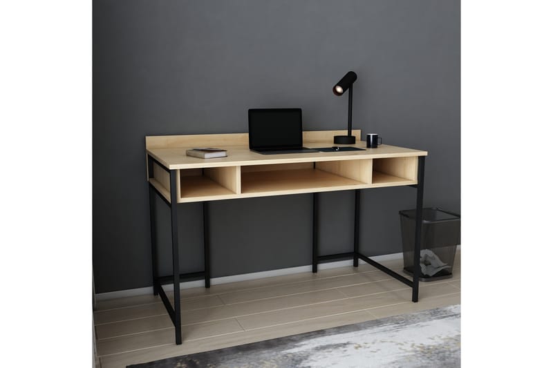 Malem Skrivebord 60x74,8x120 cm med oppbevaring - Svart - Skrivebord