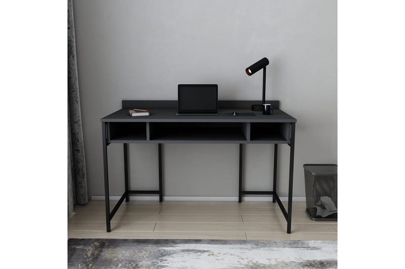 Malem Skrivebord 60x74,8x120 cm med oppbevaring - Svart/Antrasitt - Skrivebord