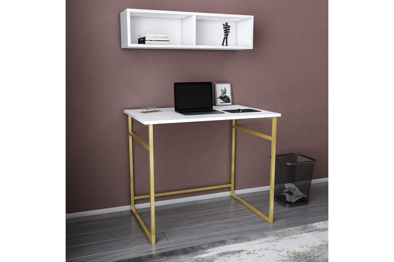 Malem Skrivebord 60x75x90 cm - Gull/Hvit - Skrivebord